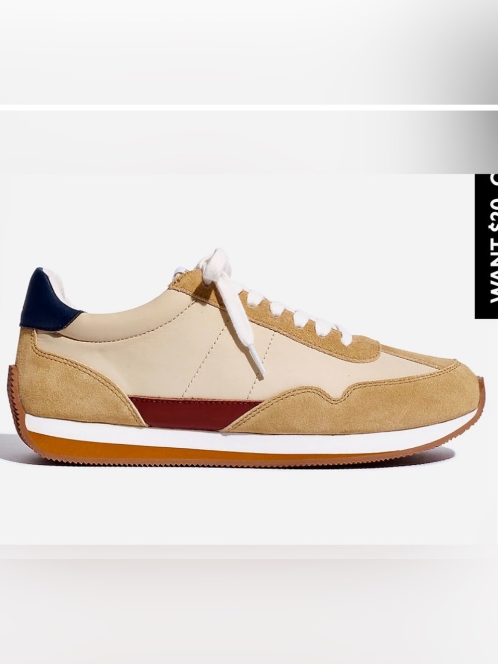 Madewell Suede & Nylon Sneakers - Beige and Navy size 8